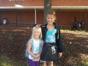 Sophia, left, is in first grade this year; Serina, is in third.